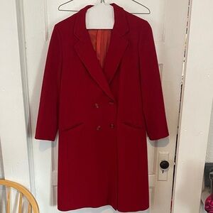 USA Made! Rare Red Double-Breasted Women's wool coat